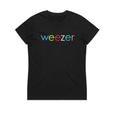 Weezer - Coloured Text - Womens Black T-shirt